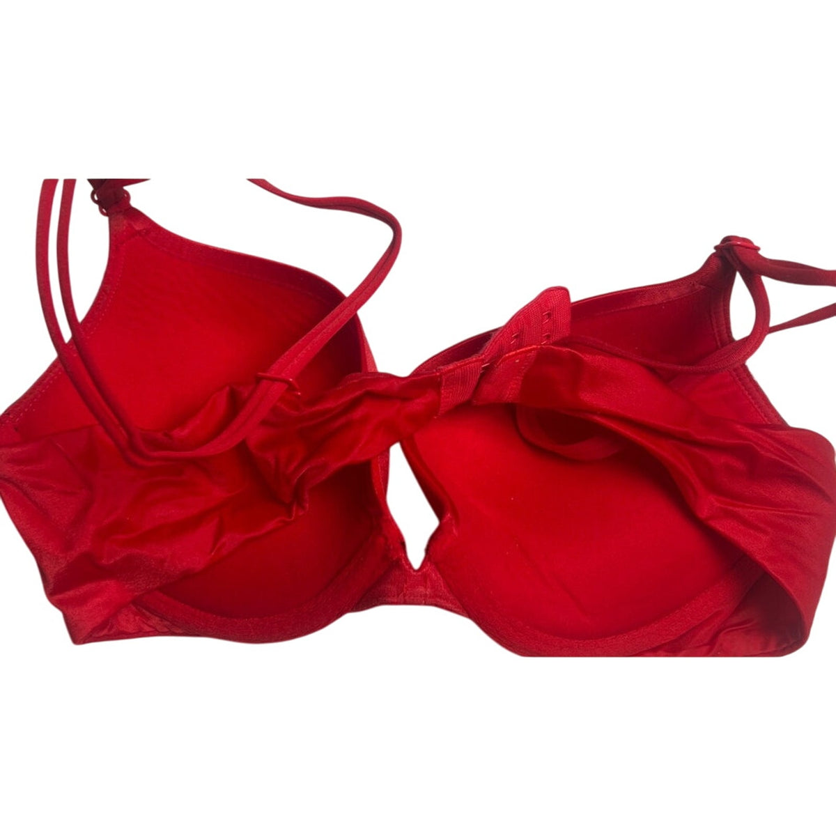 Victoria's Secret Push-Up Bra Low-Rise Cheekini Red Black Lace 34B