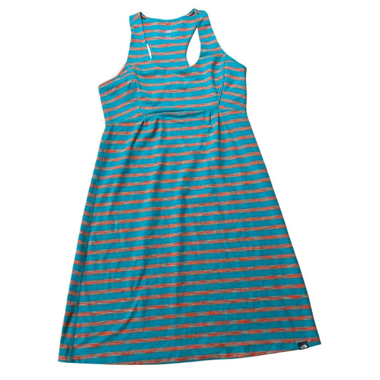 The North Face Teal Red Stripe Mini Dress Racerback Stretch Jersey Knit Medium