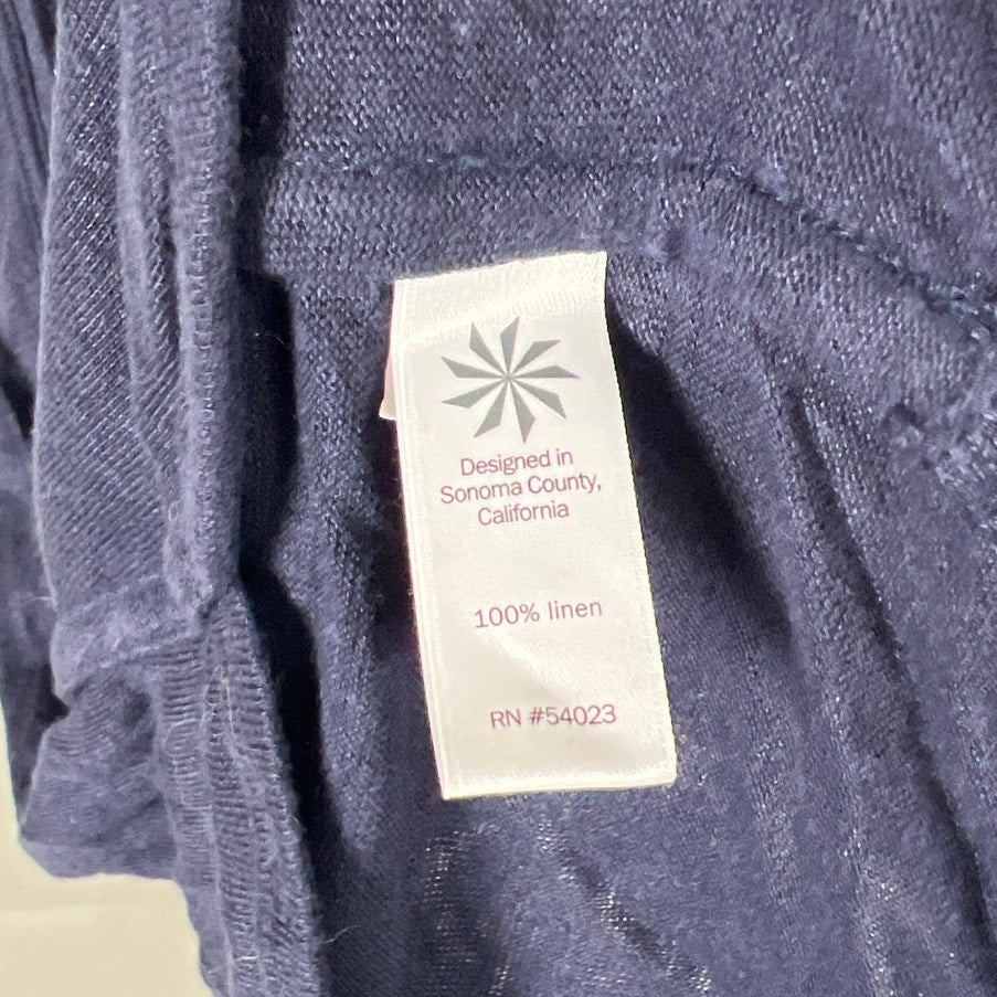 Athleta Size Small 100% Linen New Port Tee Top Navy Blue Women's