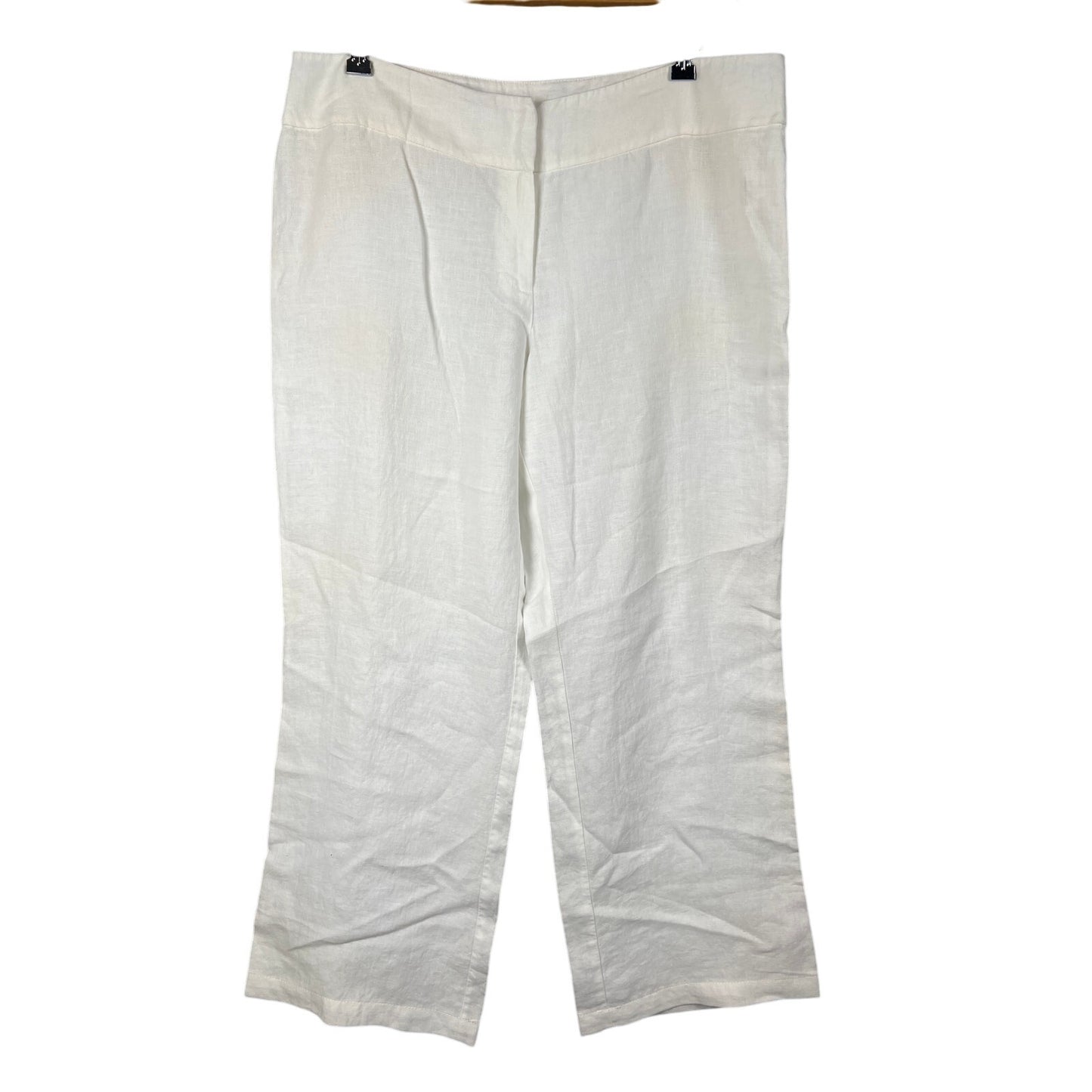 Eileen Fisher Pants 100% Linen Straight Leg Trouser White Size XL