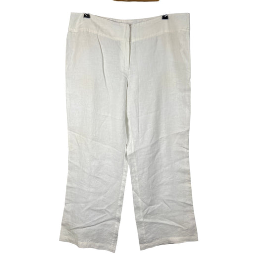 Eileen Fisher Pants 100% Linen Straight Leg Trouser White Size XL
