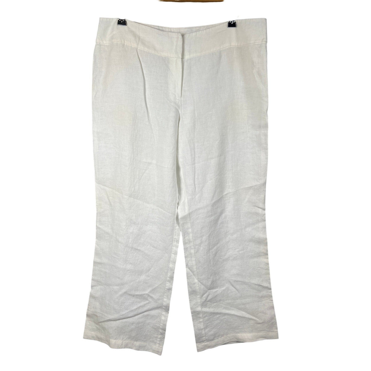Eileen Fisher Pants 100% Linen Straight Leg Trouser White Size XL