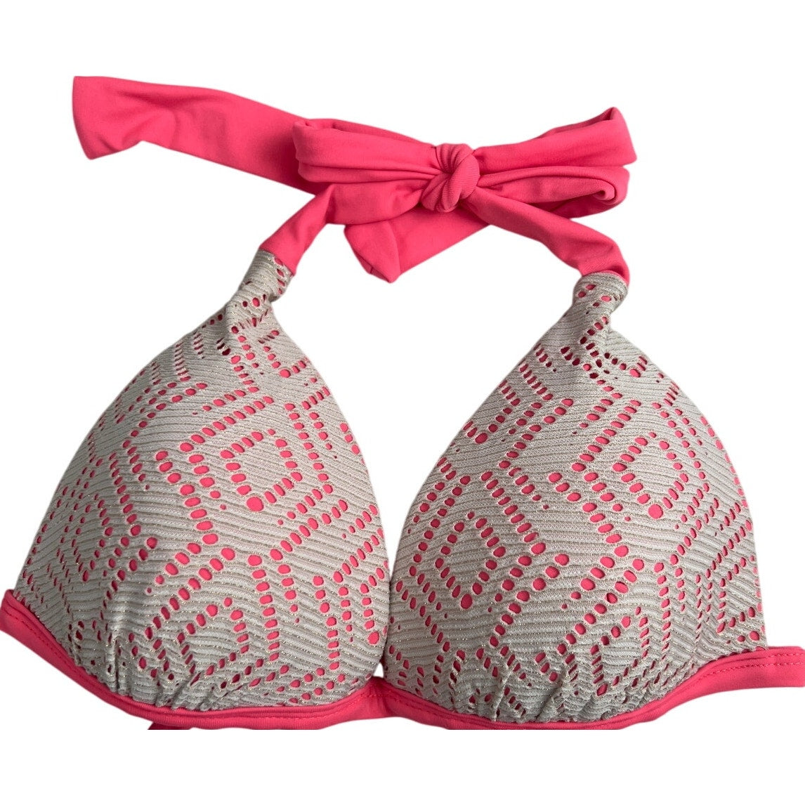 Hula Honey Small Swim Top Pink & White Tribal