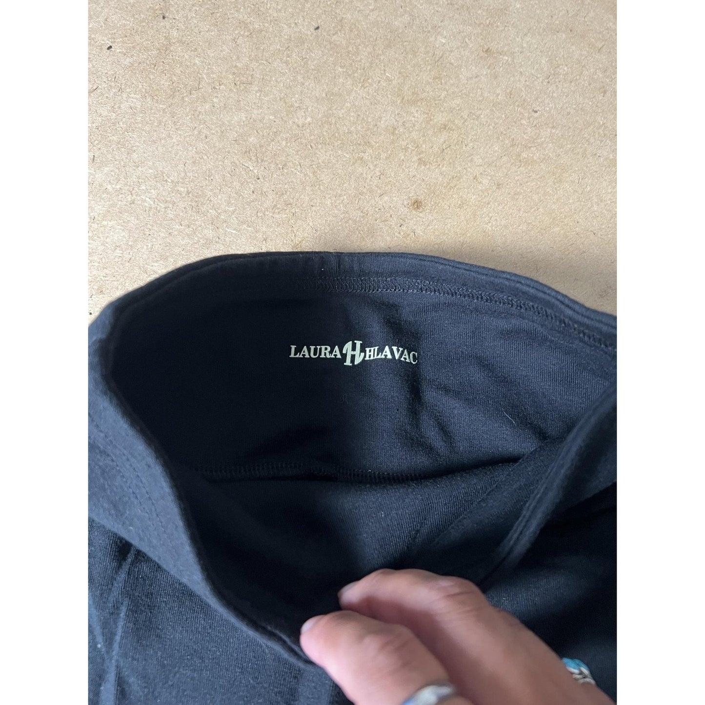 LAURA HLAVAC Leggings Womens S Black Ankle Yoga Cotton/Spandex Embroidered