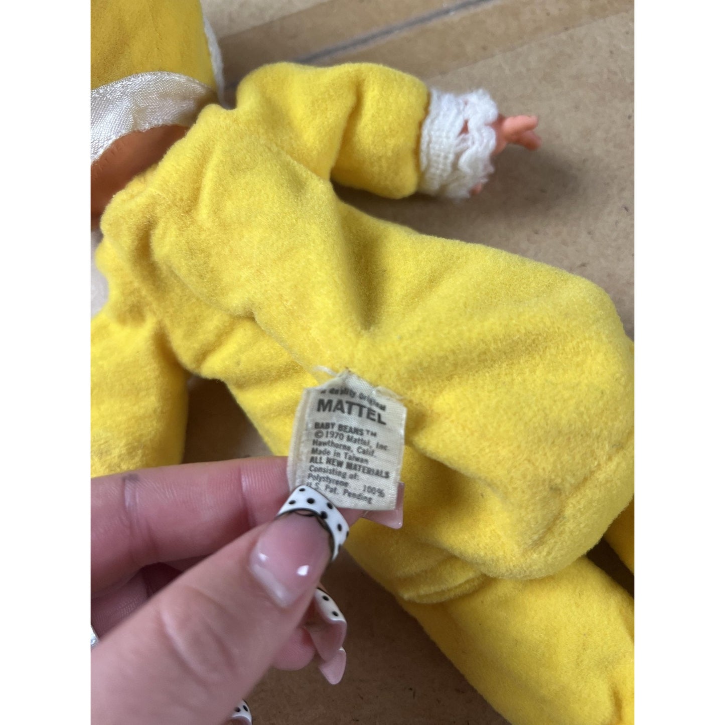 Vintage Mattel Baby Doll Yellow Outfit Made In Taiwan 1970 Rare Collectible