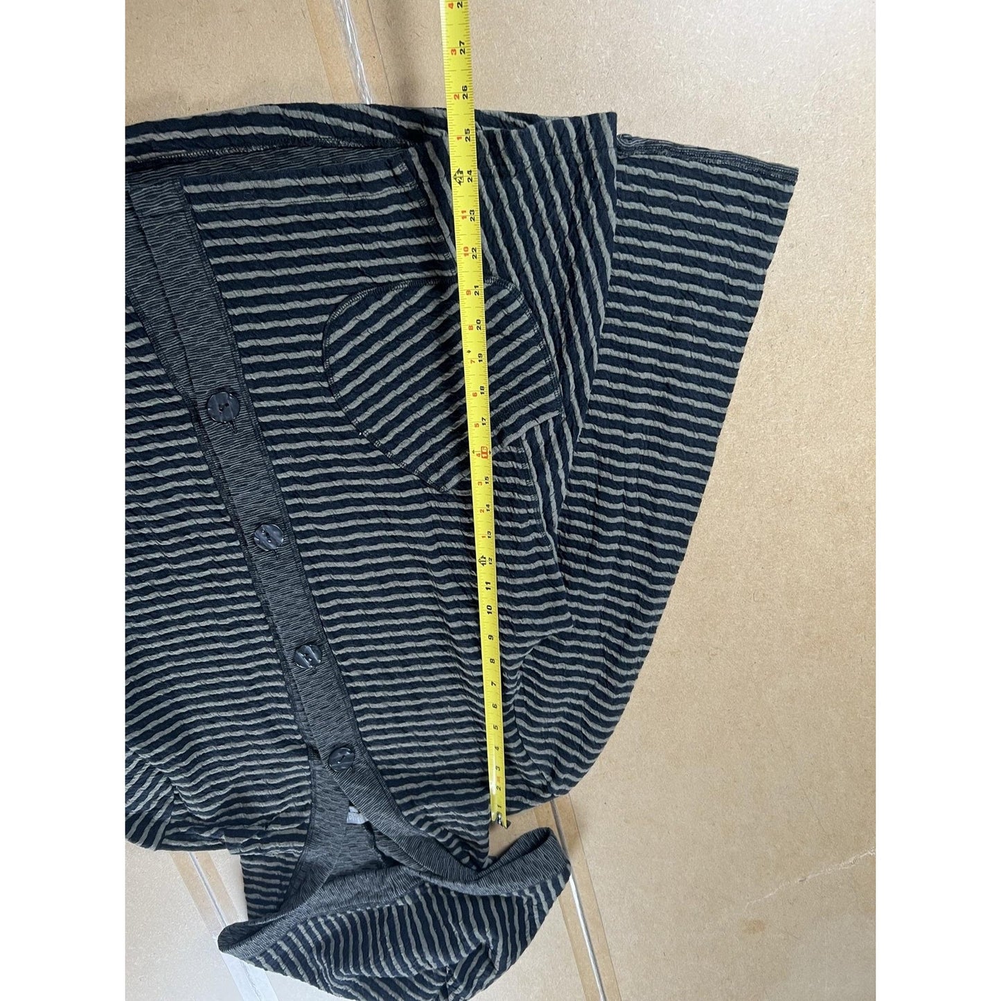 Habitat Cardigan Womens XL Black Cotton-Blend Hooded V-Neck Pockets Striped