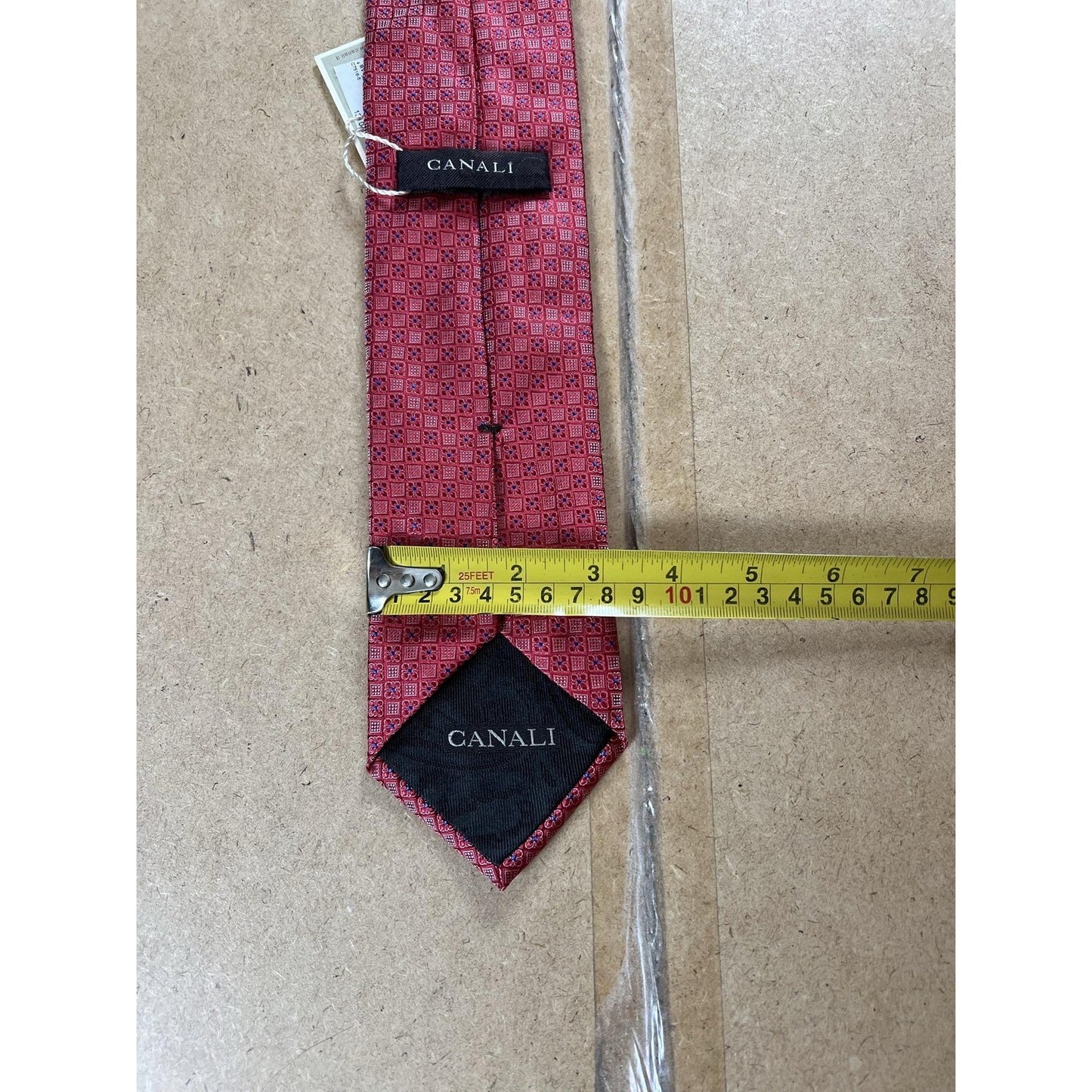 Canali Tie Mens Red 100% Silk Necktie Made In Italy Business Classic Luxury