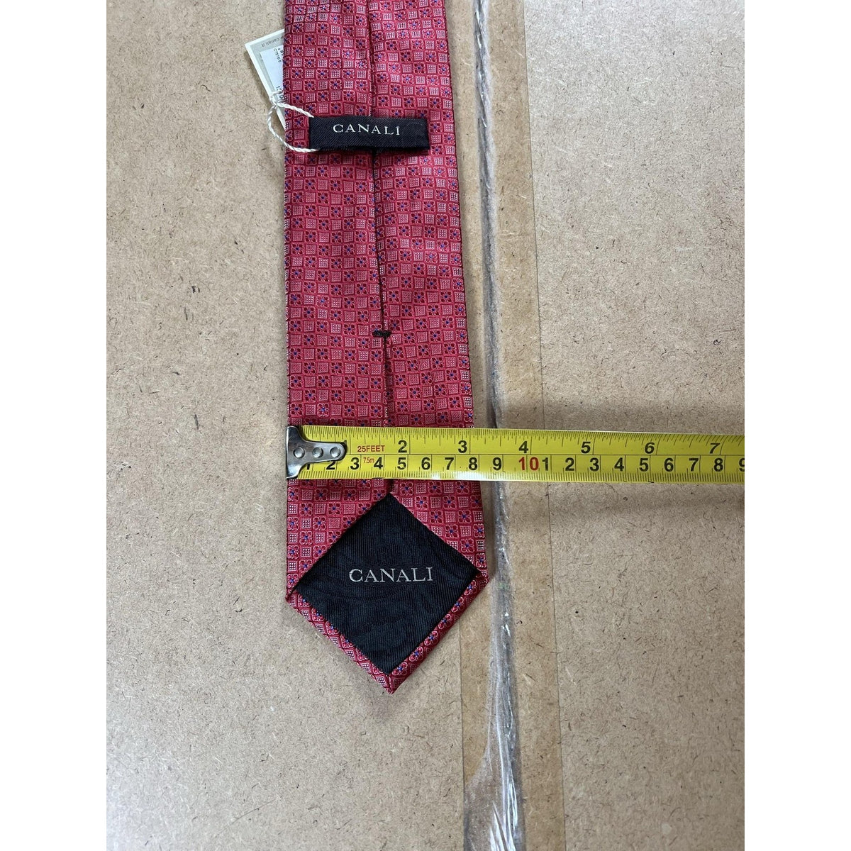 Canali Tie Mens Red 100% Silk Necktie Made In Italy Business Classic Luxury