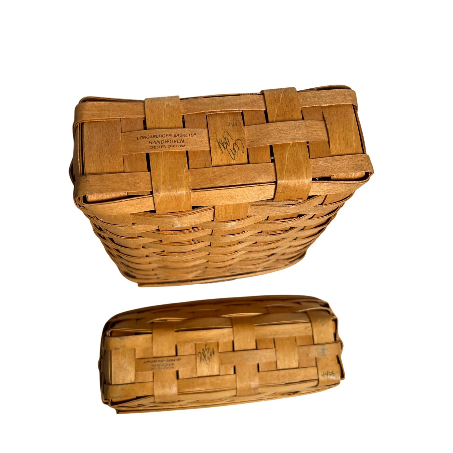 Vintage 90's Longaberger Magazine Baskets Standing Hand Woven
