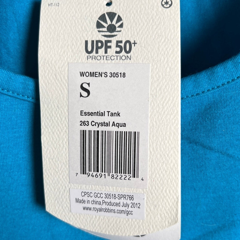 NWT Royal Robbins Women Small Essential Tank Top UPF Protection Blue
