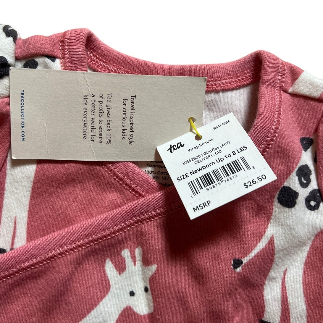 NWT Tea Collection Cap Sleeve Baby Romper Size New Born