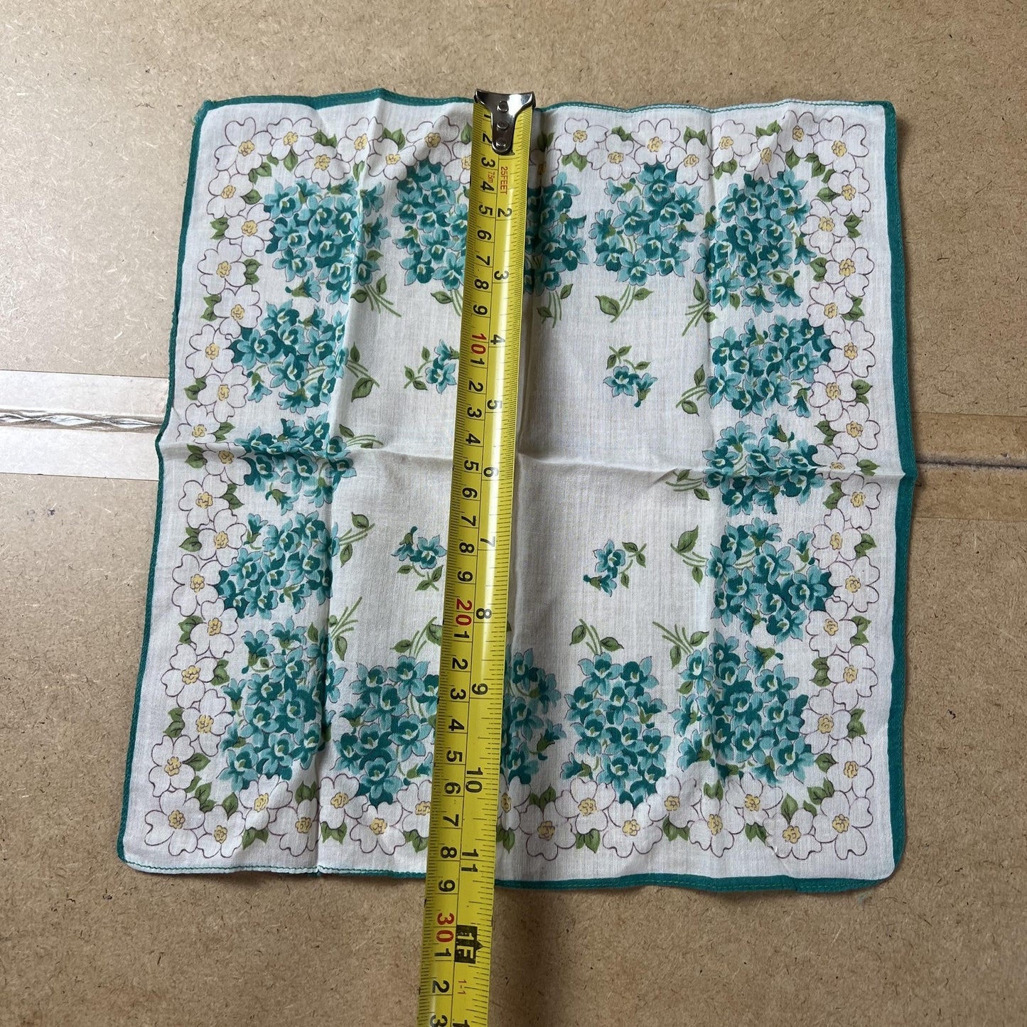 Handkerchief Mens One Size Aqua Floral 100% Cotton Lawn Pocket Square Accessory