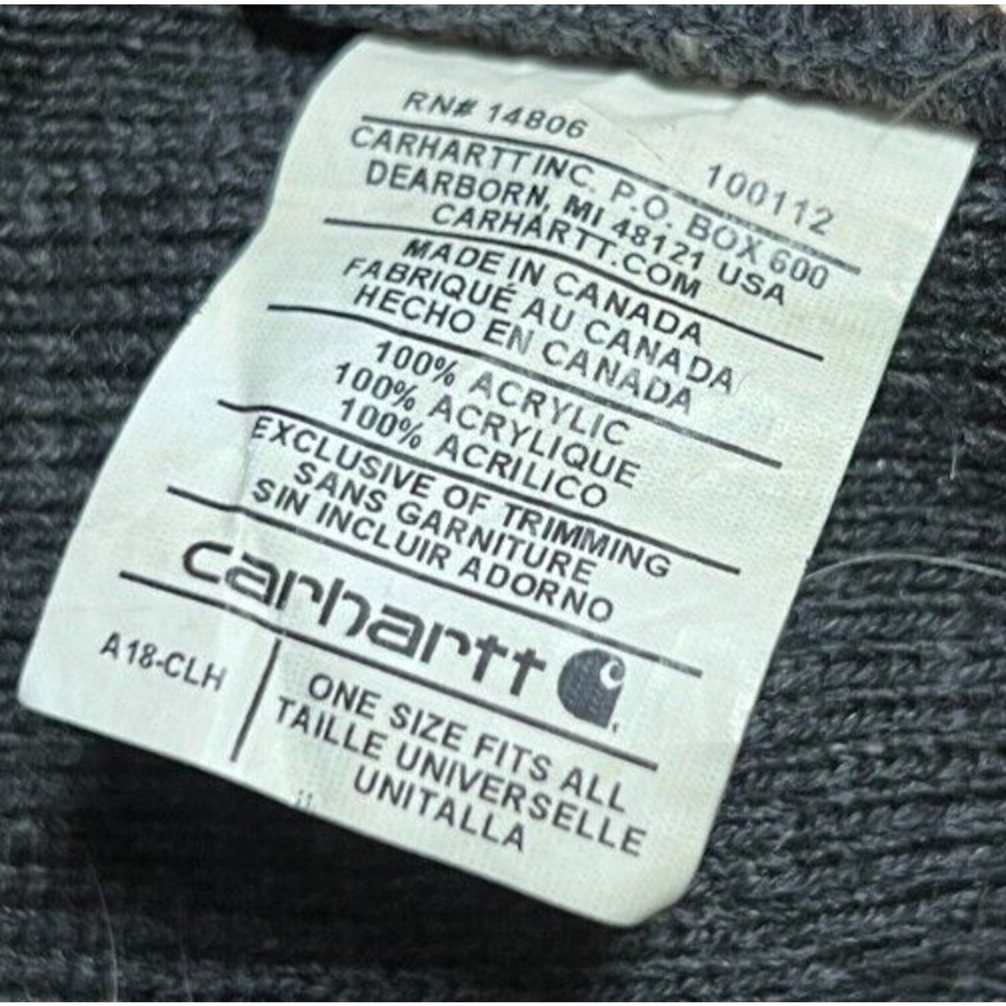 Carhartt A18 Beanie Stocking Hat Unisex One Size - Gray
