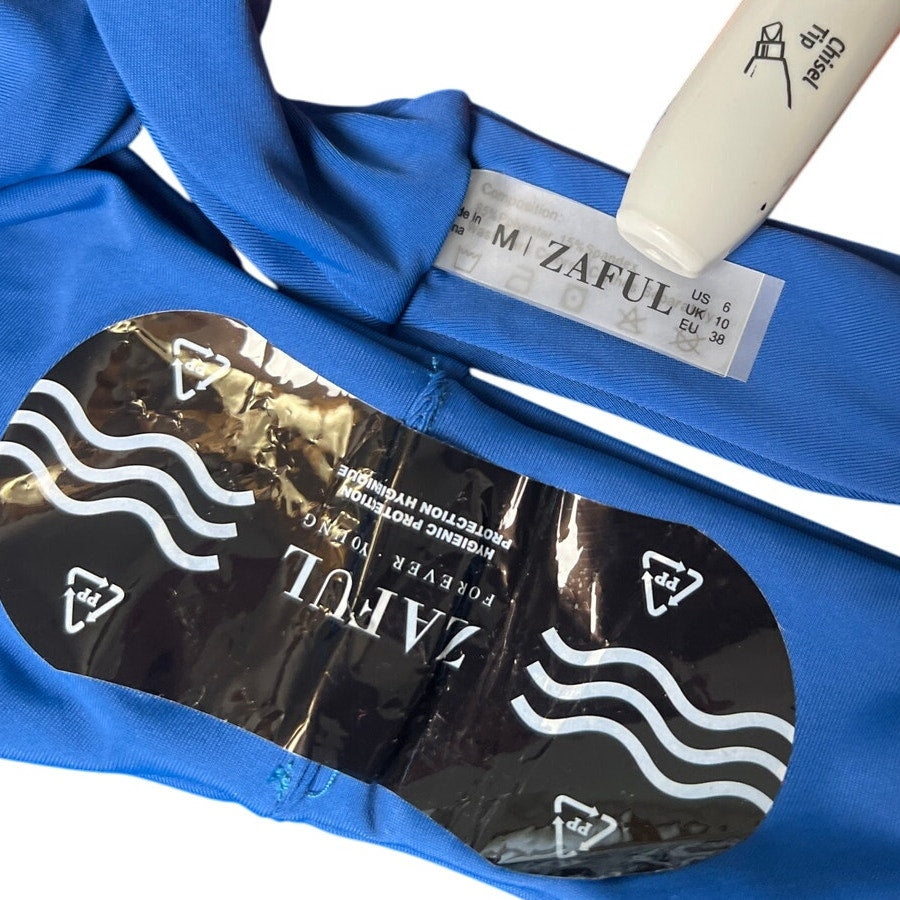 Zaful NWT Size 6 Women Bikini Blue Bottoms High Cut Cheeky