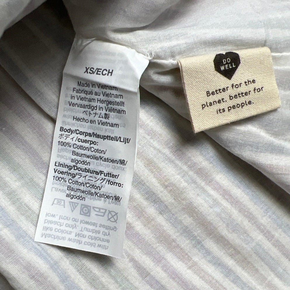 Madewell Striped Crewneck Button Front Tiered Mini Dress Multicolor Cotton Size XS