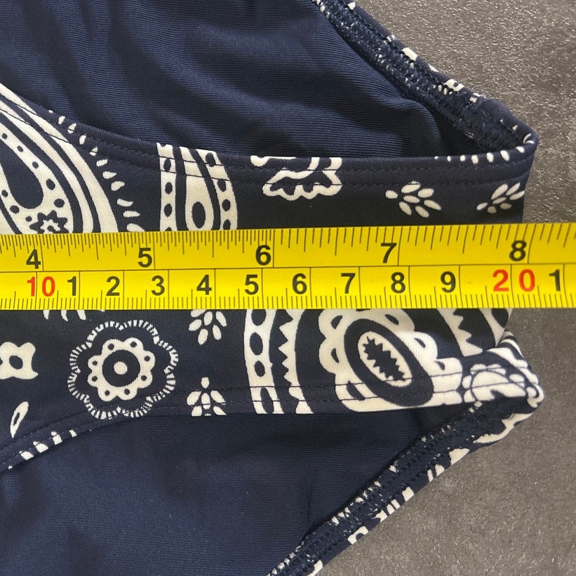 Aerie Swim Bikini High Waisted Paisley Navy Blue Bottoms Small