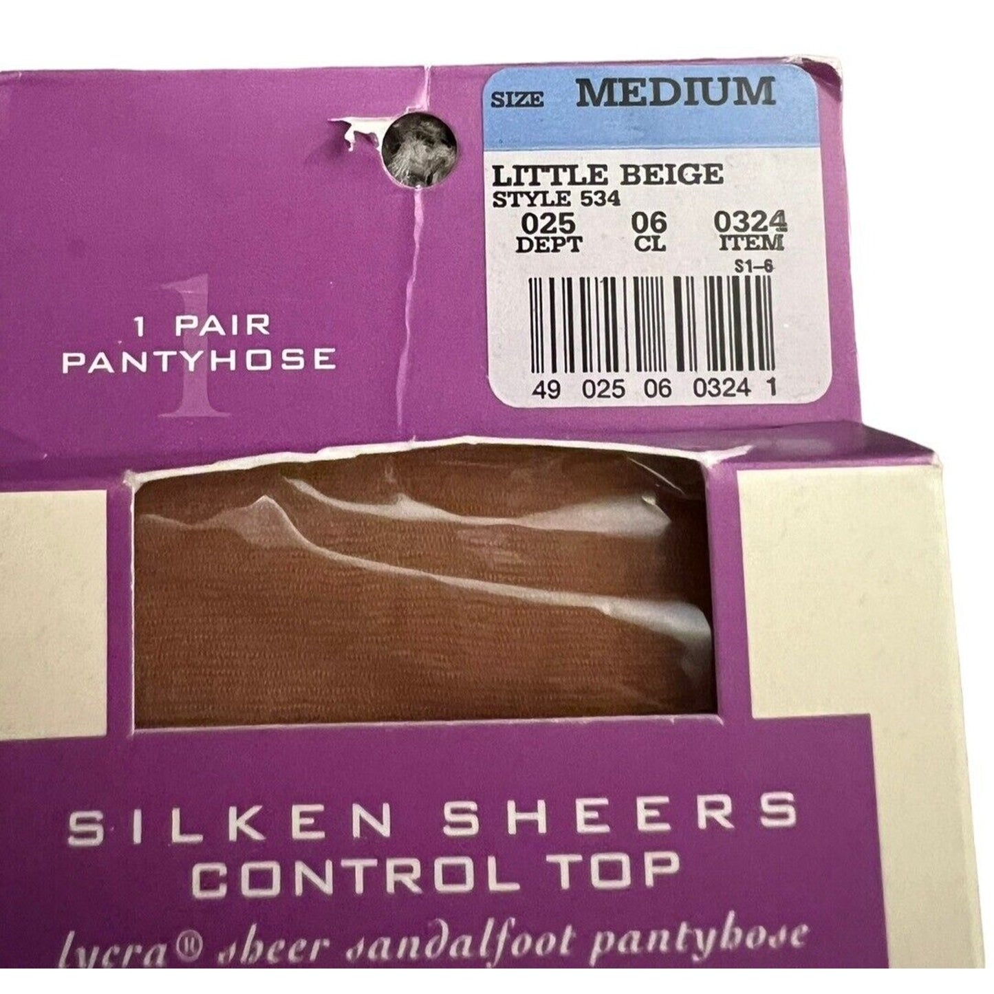 Vintage NEW 1990s Honors Light Beige Sheer Support Light Nylon Pantyhose Medium