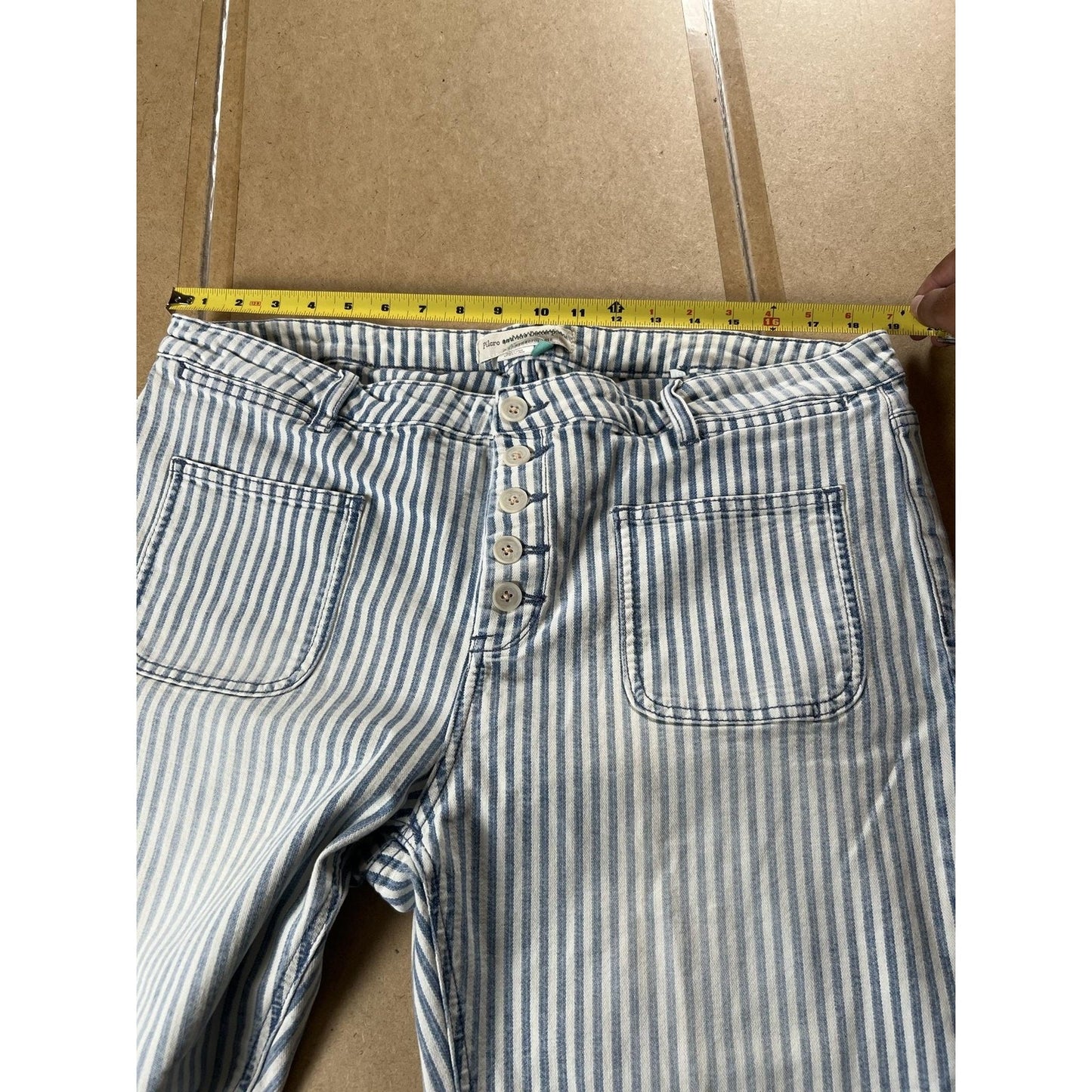 Pilcro By Anthropologie Pants Womens 18W Blue Striped Ankle Stretch Pockets