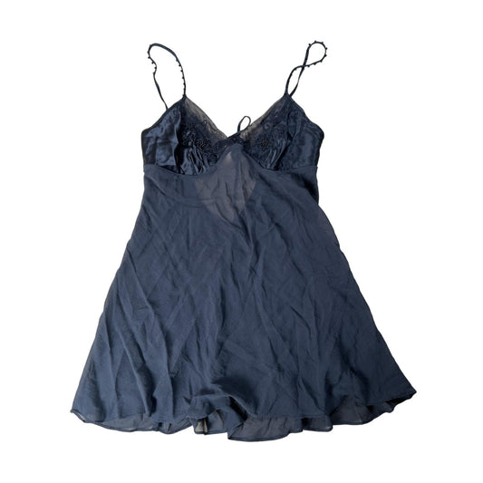 Victoria's Secret Chemise Womens S Black Chiffon Lace Beaded Straps Lingerie