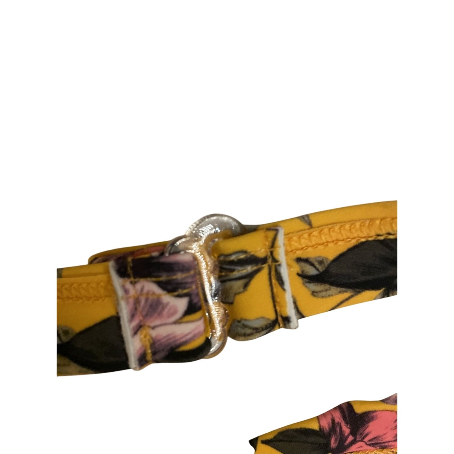 Women Misses No Boundaries Yellow Pink Olympic Gold Bikini Swim Top L 11/13 NWT