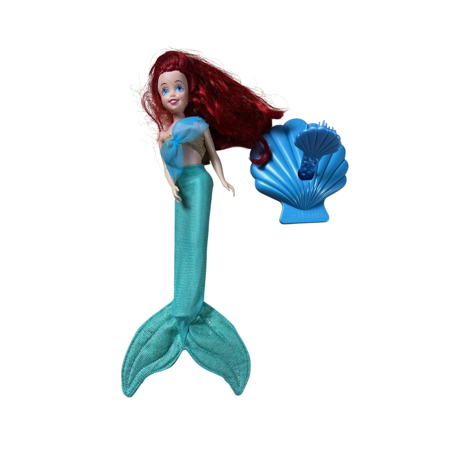 Vintage Disney Ariel Mermaid Doll The Little Mermaid Red Hair Teal Tail 11 Inch