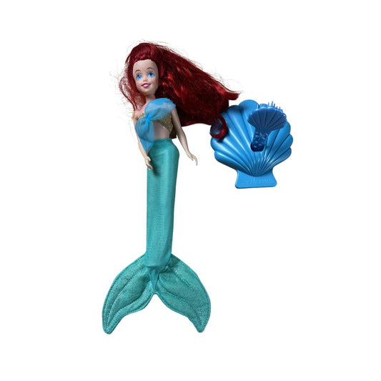 Vintage Disney Ariel Mermaid Doll The Little Mermaid Red Hair Teal Tail 11 Inch