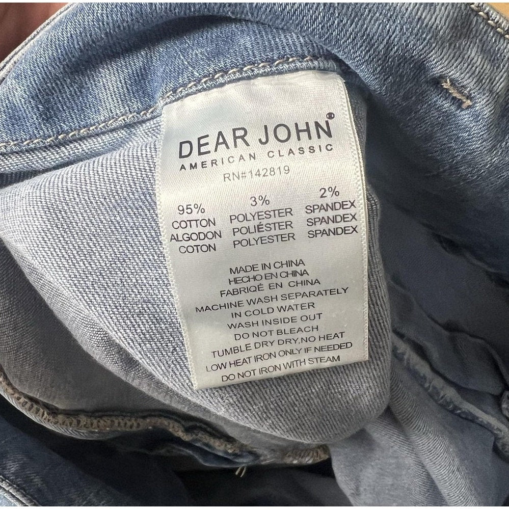 Dear John Pants Womens 31 Blue Wide-Leg Denim Chino Pockets Zip Button