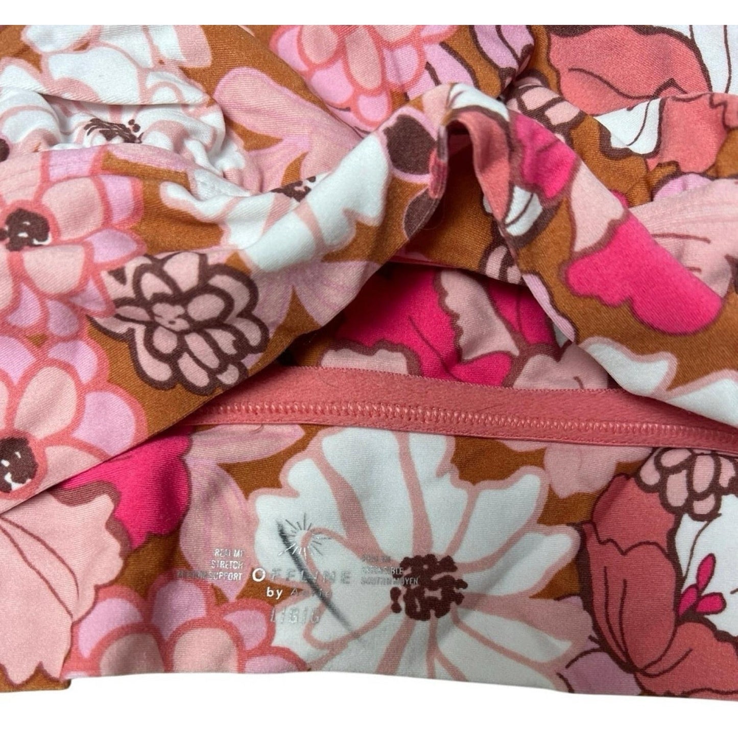 Offline By Aerie Bra Womens M Pink Bralette Floral Unpadded Wireless Cotton