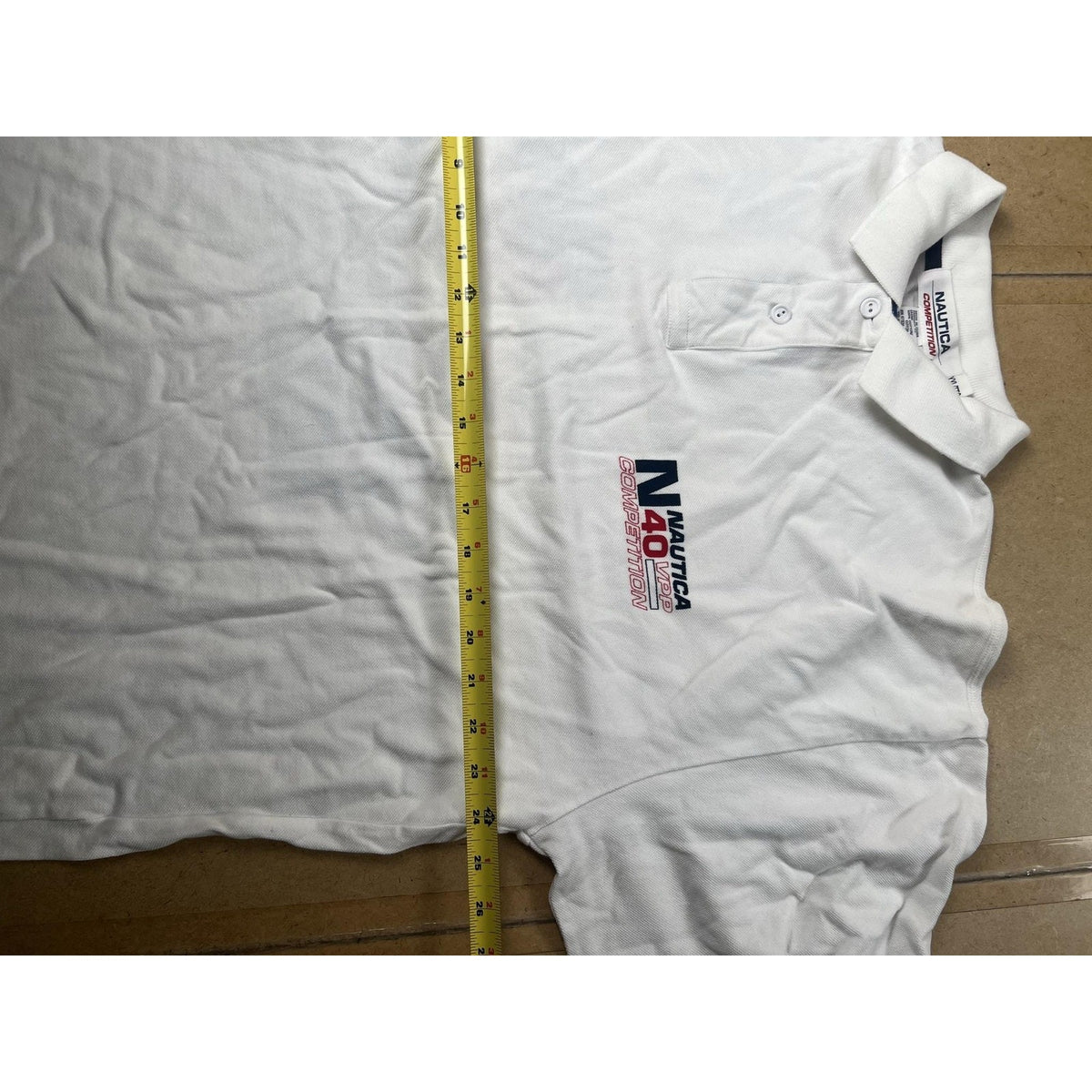Nautica Shirt Mens 2XLT White Cotton Collared Big & Tall Competition Logo Pique
