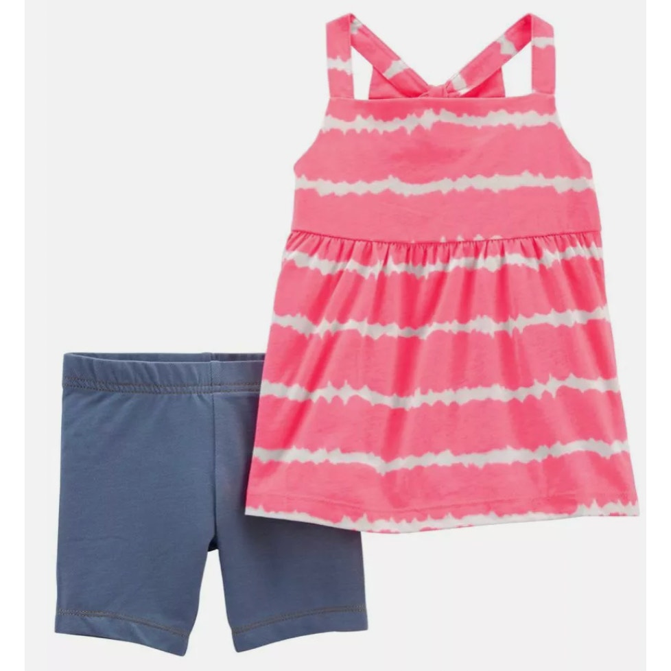 Carter's 2-Piece Tie-Dye Tank & Knit Denim Bike Shorts Size 12