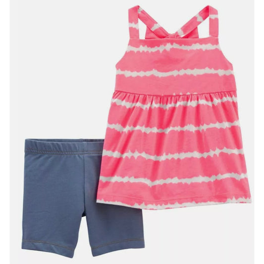 Carter's 2-Piece Tie-Dye Tank & Knit Denim Bike Shorts Size 12