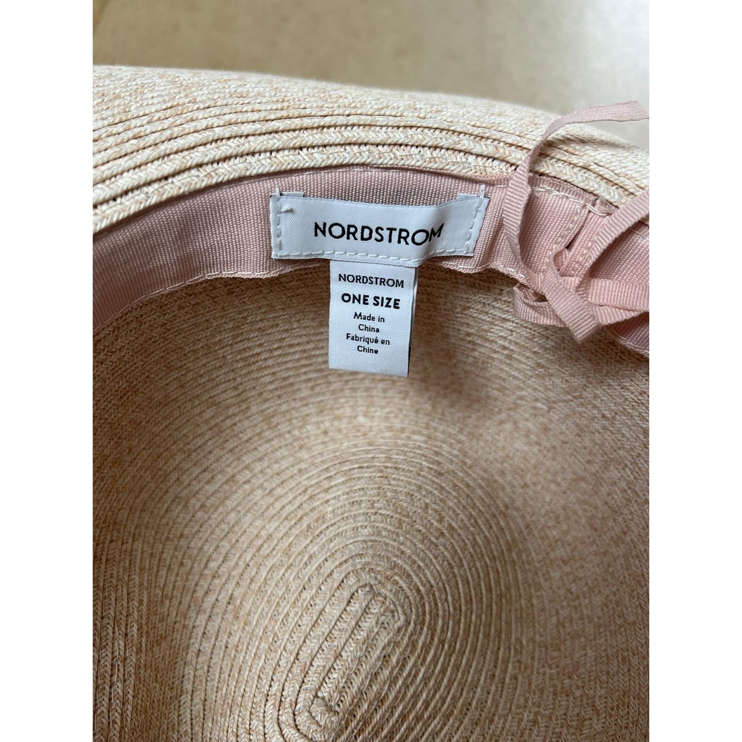 Nordstrom Hat Womens One Size Beige Straw Panama Wide Brim Travel Beach Summer