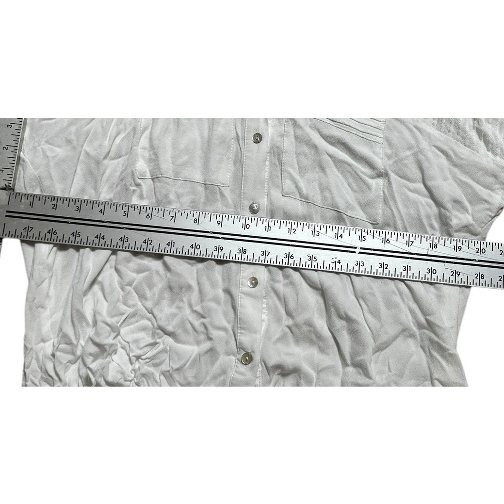 Vici Women's Shirt Wide Long Sleeve White Button Up Top Size Medium M