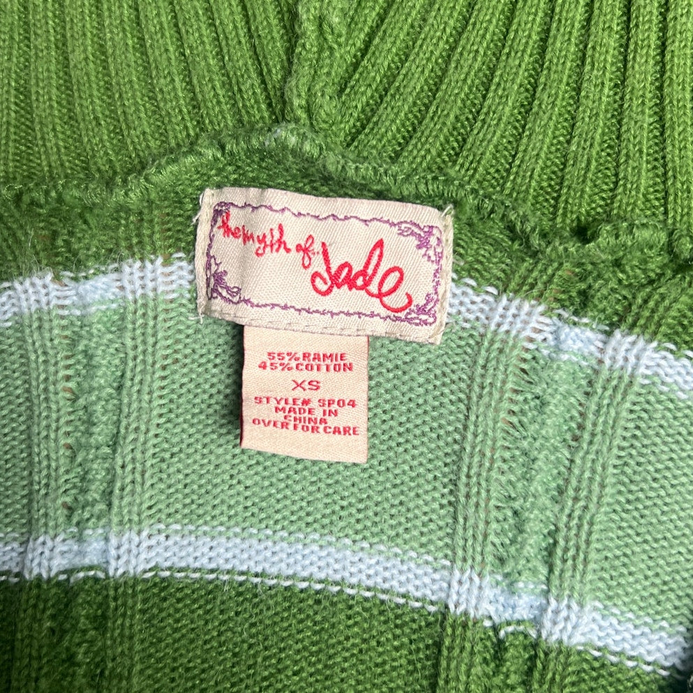 The Myth Of Jade Green Hooded Striped Knit Long Sleeve Size XS