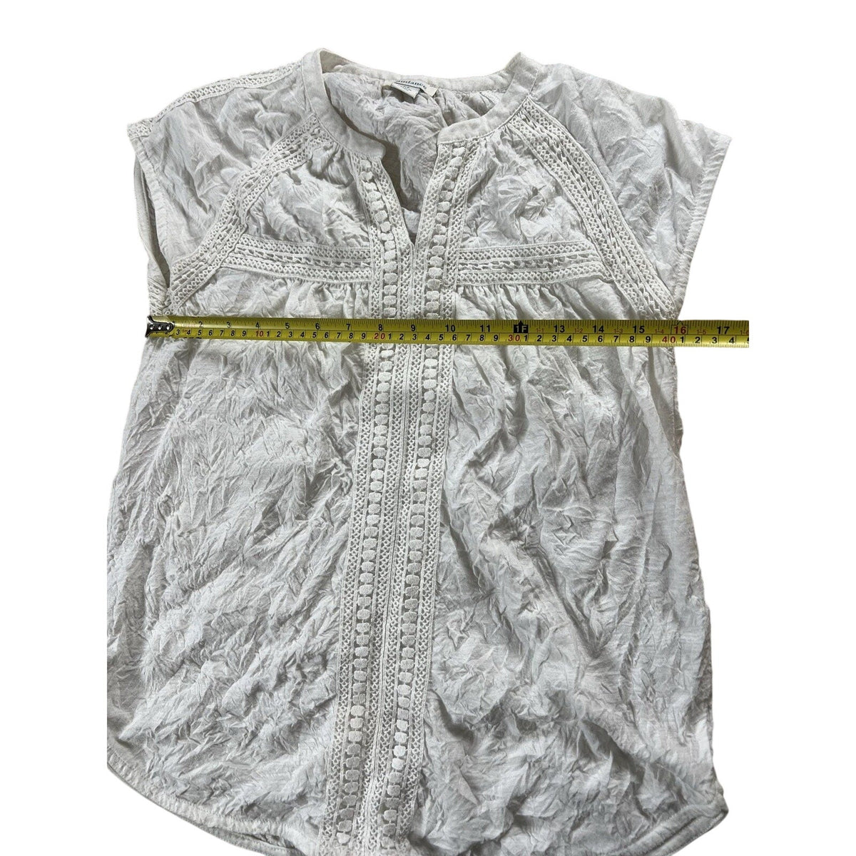 Sundance Tunic Womens XS White Crochet Cap Sleeve Round Neck Lightweight Boho