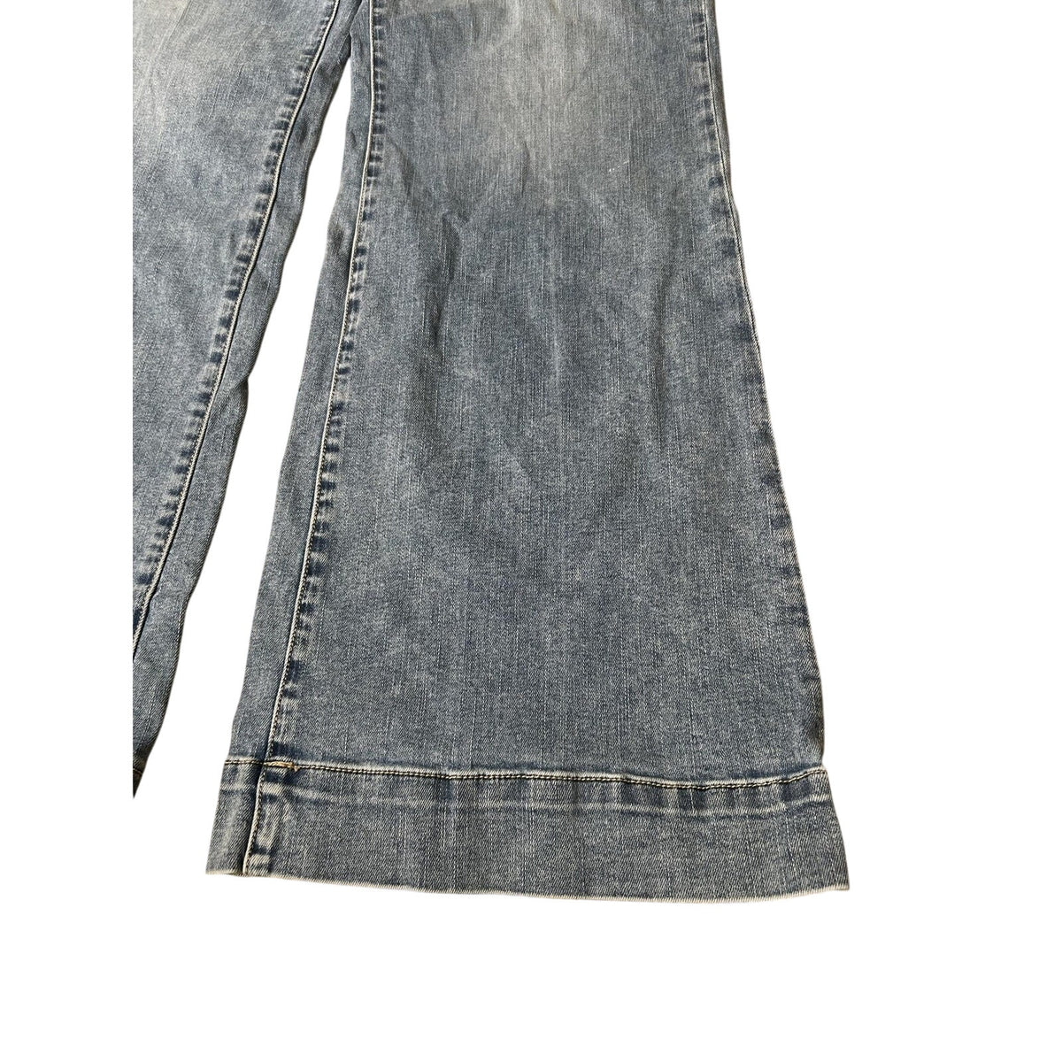 Dear John Pants Womens 31 Blue Wide-Leg Denim Chino Pockets Zip Button