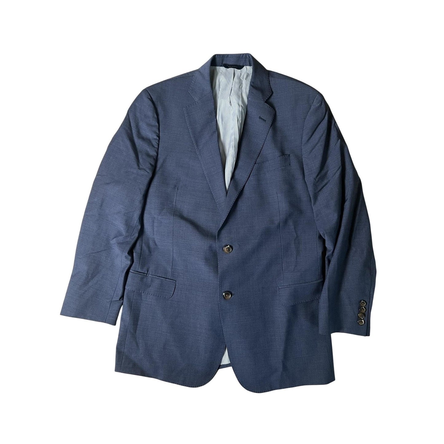 Blazer Mens 44 Blue Wool-Blend Flap Pocket Two-Button Notch Lapel Made In Egypt