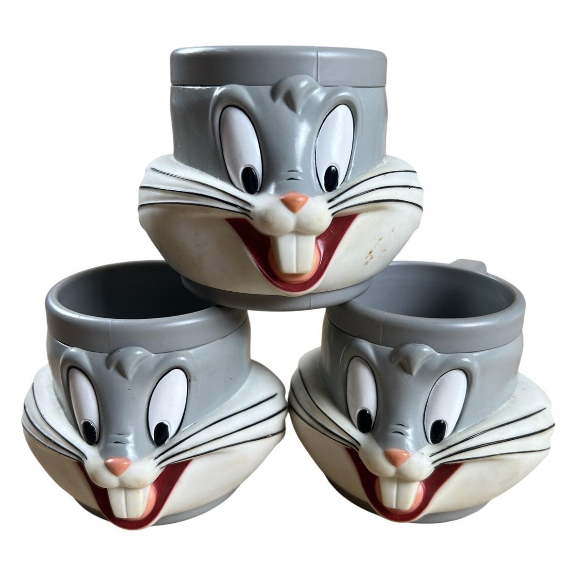 Vintage McDonalds Gray Bugs Bunny Mug Lot Of 3 Warner Bros 1992 Made In China