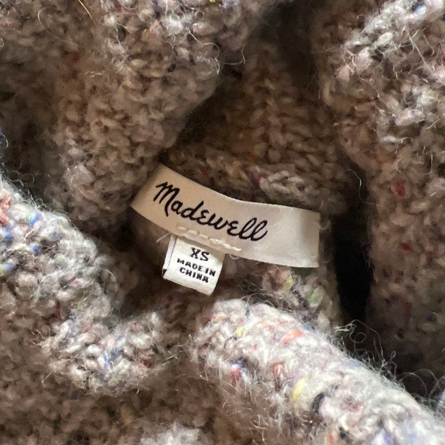 Madewell Women’s Size XS Colorfleck Chunky Ribbed Turtleneck Sweater Silk Wool