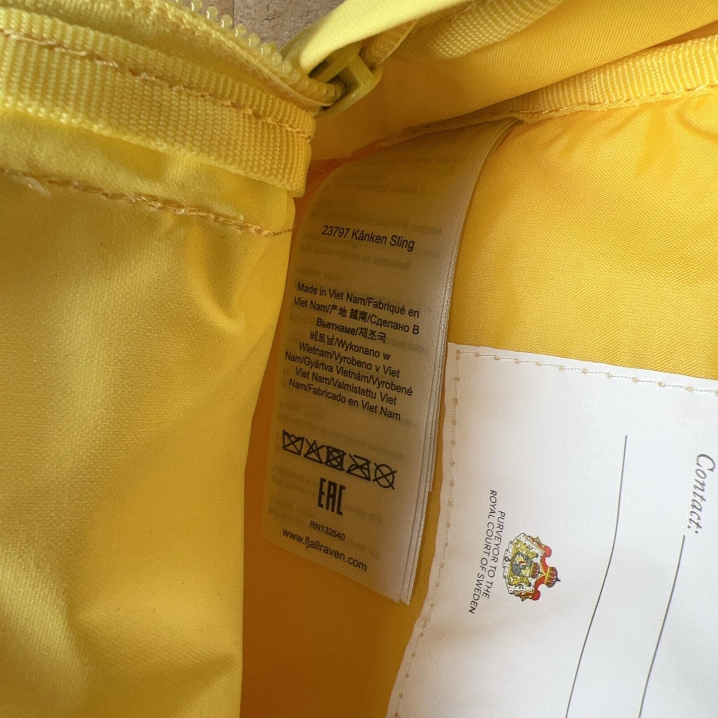 Fjallraven Crossbody Bag Unisex Mini Yellow Sling Adjustable Lined Polyester