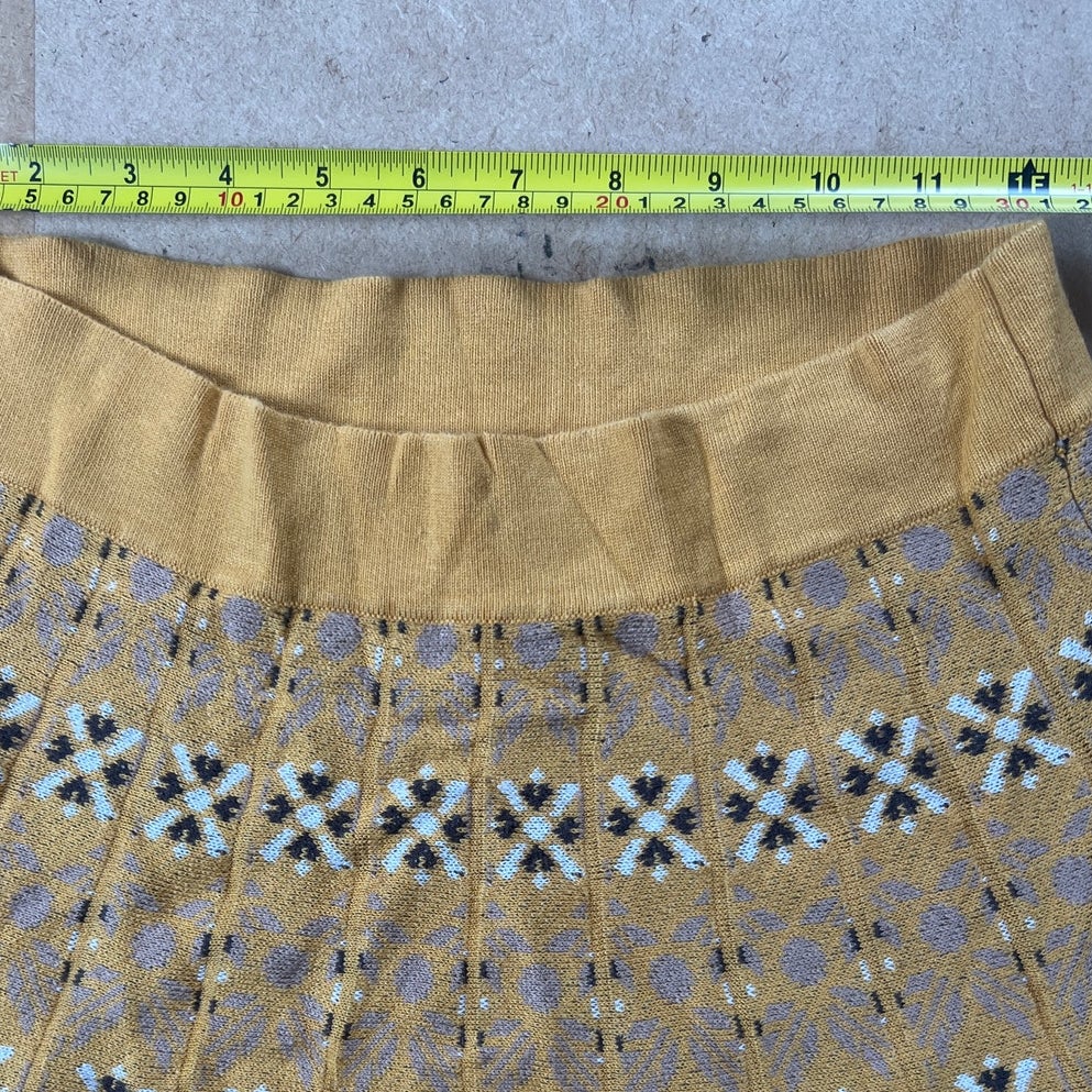 Anthropologie Yellow Pleated Skirt Women Size Large