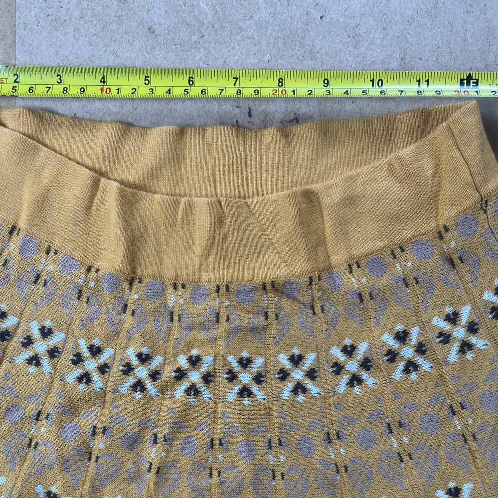 Anthropologie Yellow Pleated Skirt Women Size Large