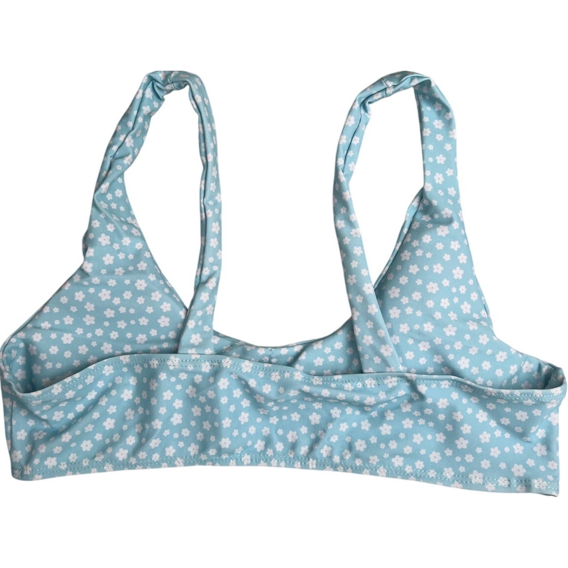 Shein Swim Floral Blue Bikini Top Large