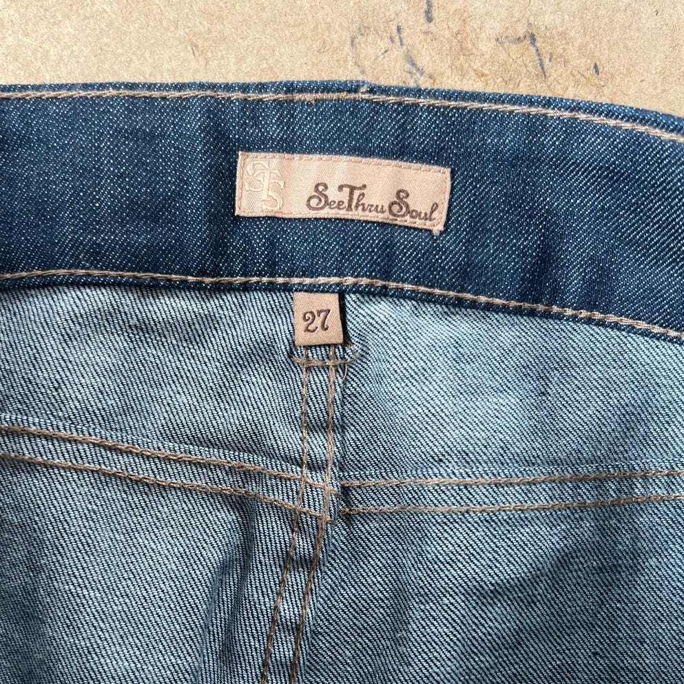 See Thru Soul Boot Cut Jeans Womens SZ 27 Blue Denim Flared Leg Casual Cotton