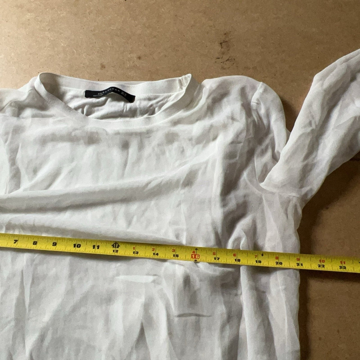 ZARA WOMAN Blouse Womens XL White Bohemian Balloon Sleeve Chiffon Lined