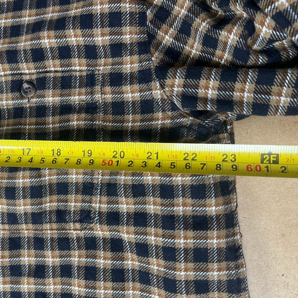 Stormy Kromer Men’s Flannel Shirt Brown/Black Plaid Button Front Size XL