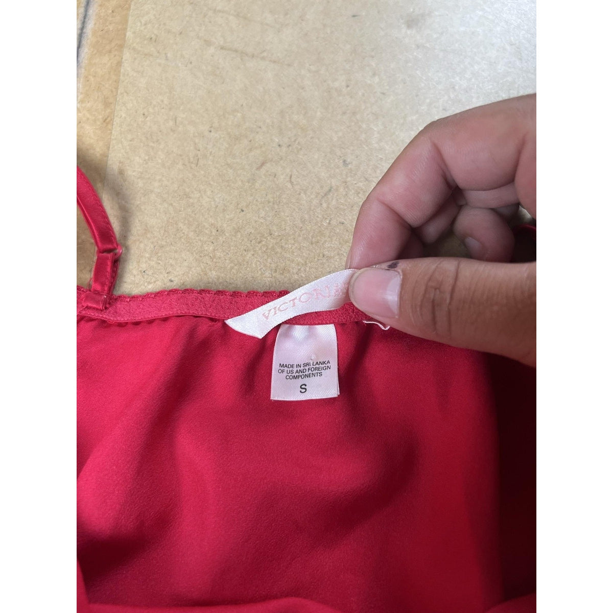 Victoria's Secret Chemise Womens S Red Satin Lace Trim Nightgown Lingerie