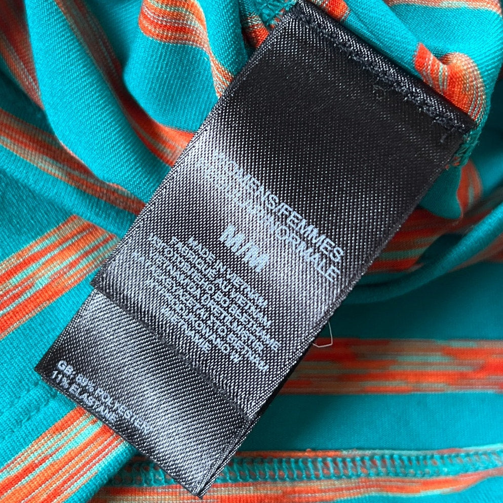 The North Face Teal Red Stripe Mini Dress Racerback Stretch Jersey Knit Medium