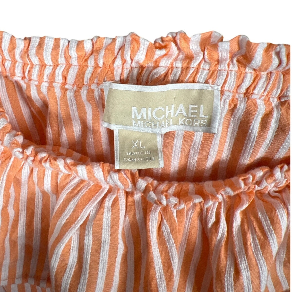 Michael Kors Striped Dress Size XL Summer Dress Boho Peasant Ruffle Neck