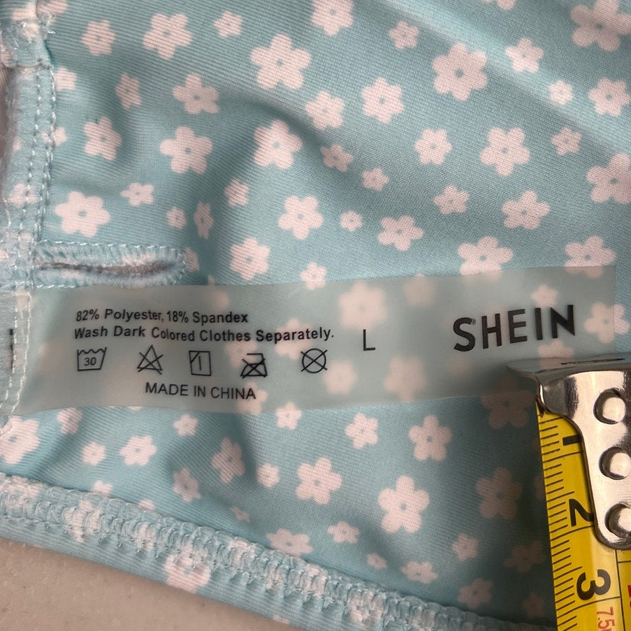 Shein Swim Floral Blue Bikini Top Large